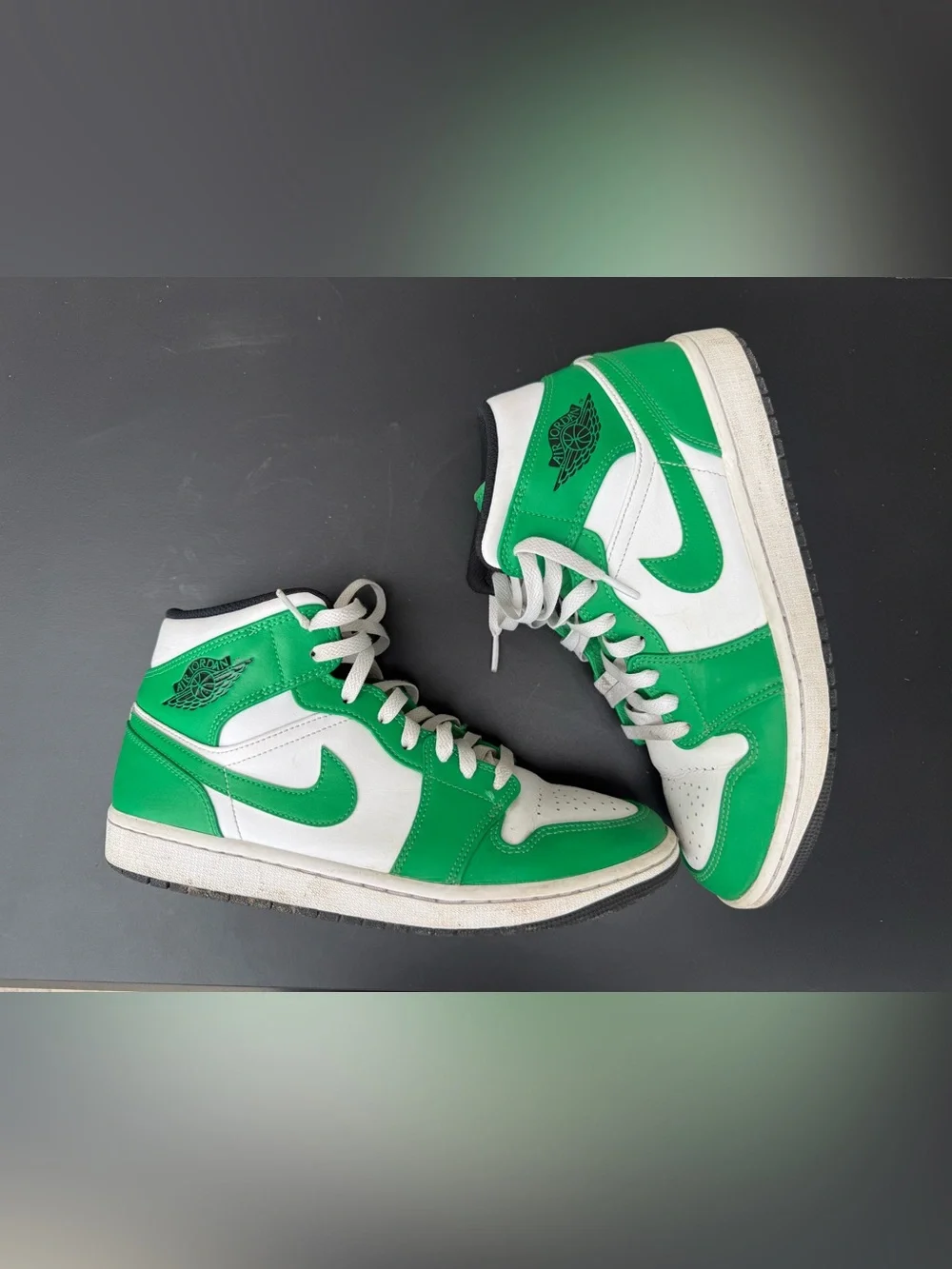 Nike Air Jordan Mid Shoe Lucky Green White Basketball Sneaker sz 9 Jordans Mids